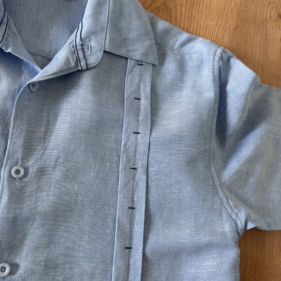 Men's Unisex Guayabera Havana/Cuban Style Linen Blend Shirt sz S - Vintage Surf - Picture 2 of 12